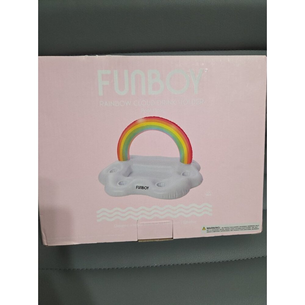 FUNBOY Rainbow Cloud Drink Holder Pool Float NIB OB